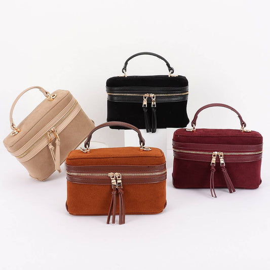 3AM BY H&D ACCESSORIES - Faux Suede Leather Cosmetic Bag