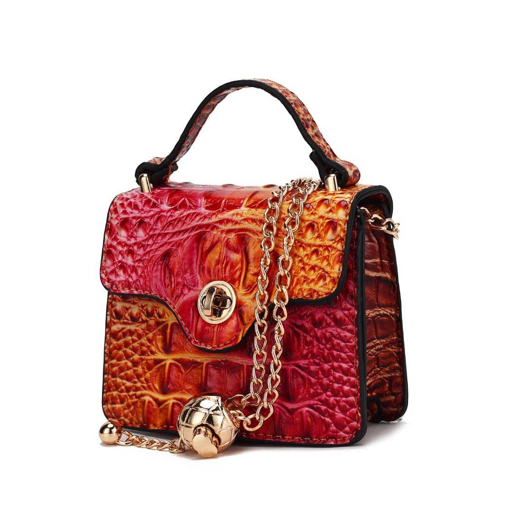 MKF Collection - River Gradient Rainbow Faux Crocodile Embossed Crossbody Bag