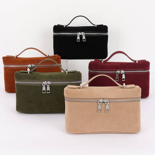3AM BY H&D ACCESSORIES - Faux Suede Leather Cosmetic Bag