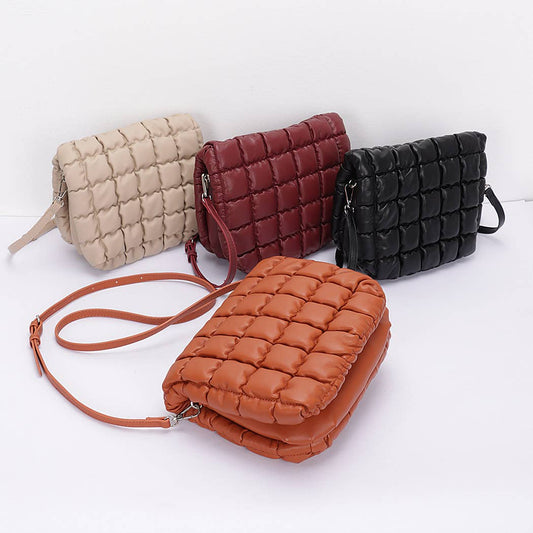 3AM BY H&D ACCESSORIES - Quilted Faux Leather Padded Flap Bag