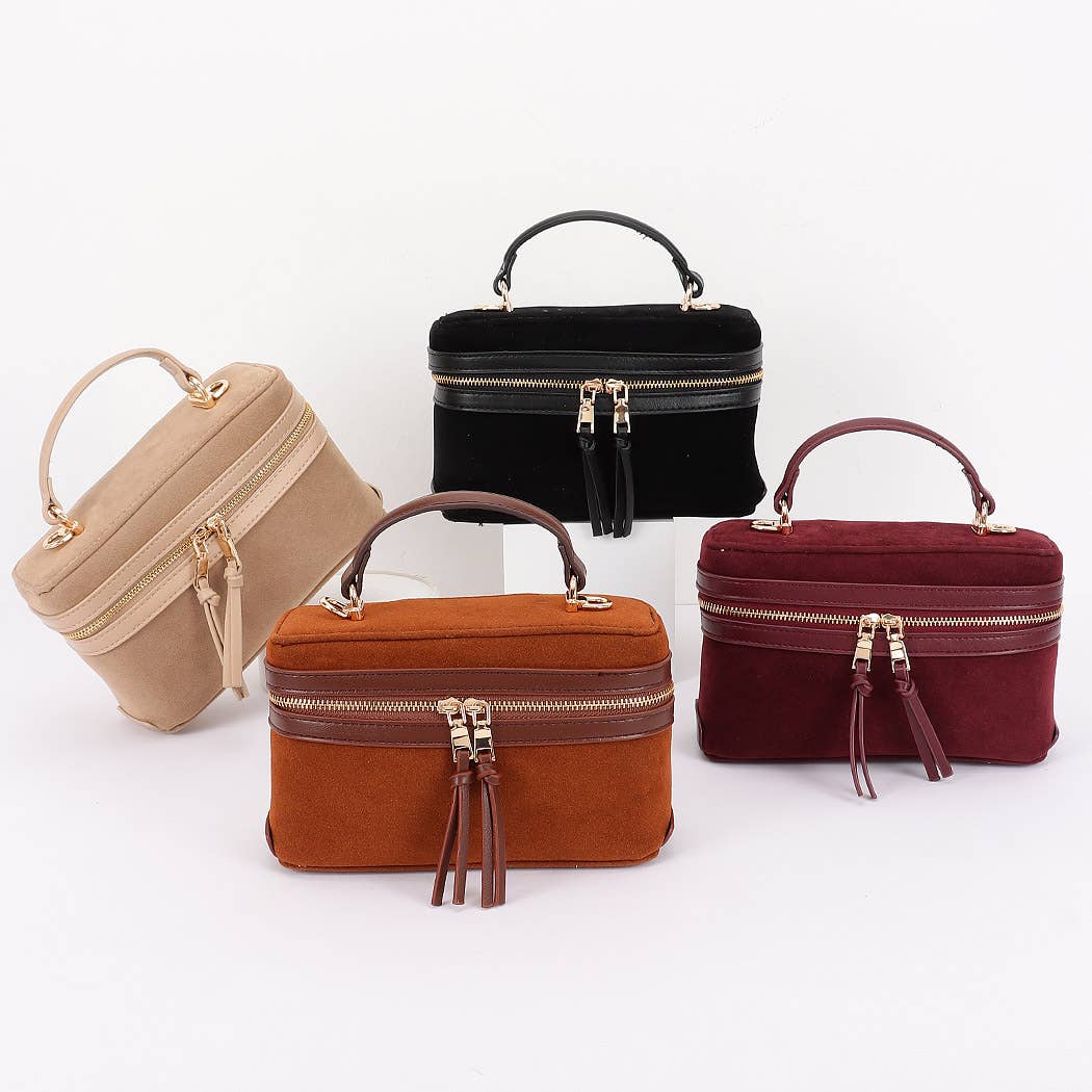 3AM BY H&D ACCESSORIES - Faux Suede Leather Cosmetic Bag