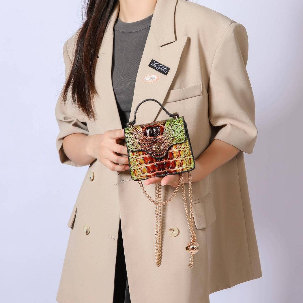 MKF Collection - River Gradient Rainbow Faux Crocodile Embossed Crossbody Bag