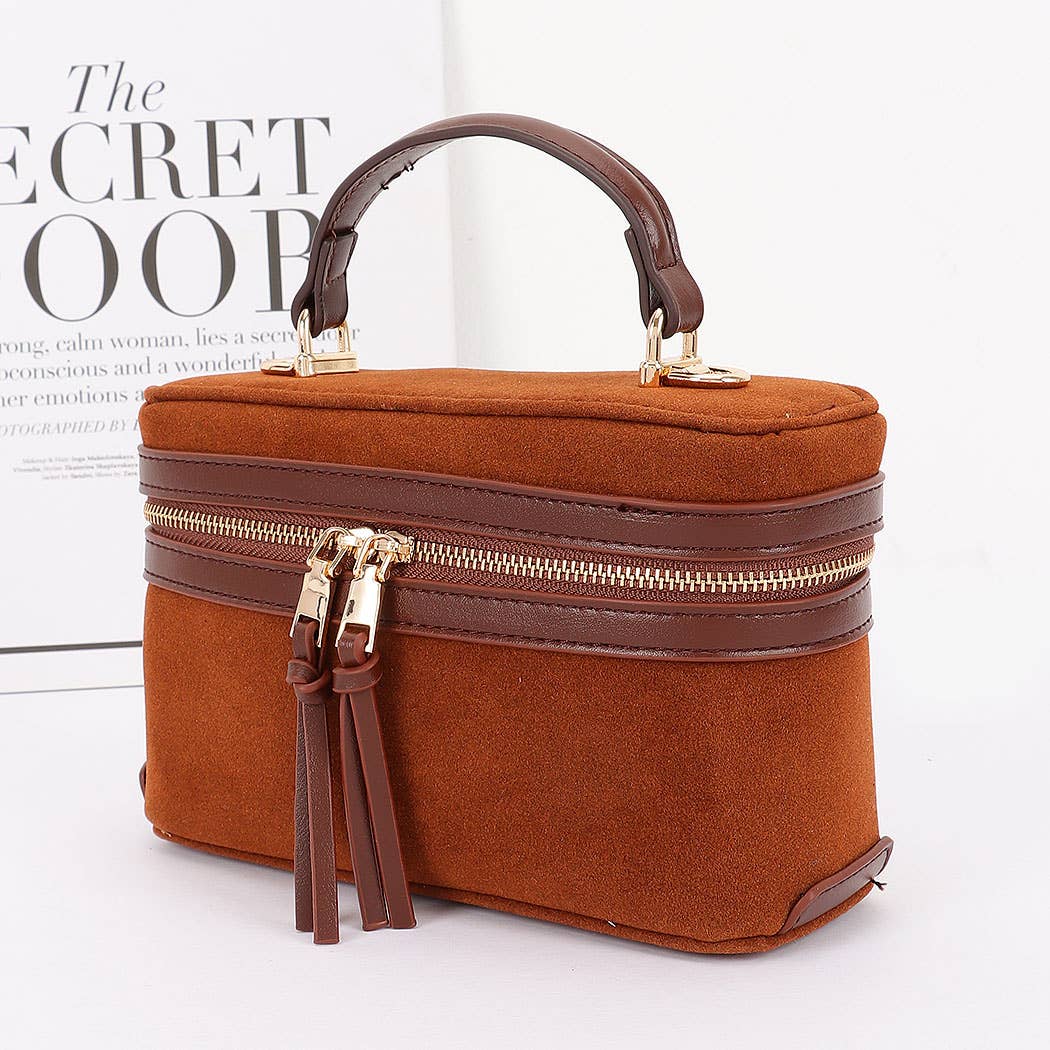 3AM BY H&D ACCESSORIES - Faux Suede Leather Cosmetic Bag