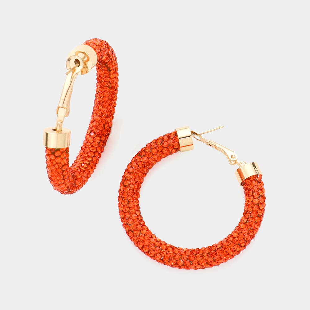 Wona Trading, Inc. - Rhinestone Pave Hoop Earrings