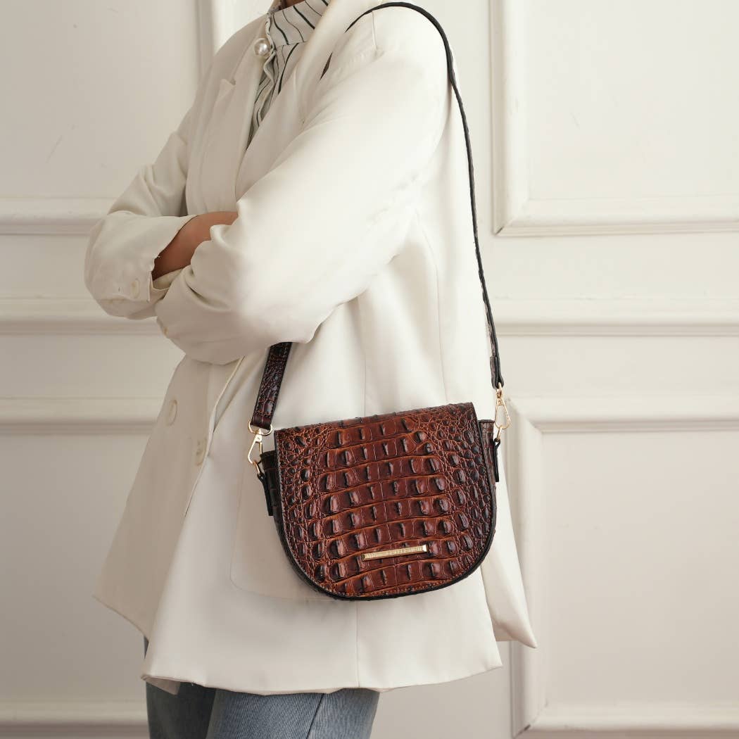 MKF Collection - MKF Amalia Croc-Embossed Crossbody Fashion Chic Handbag