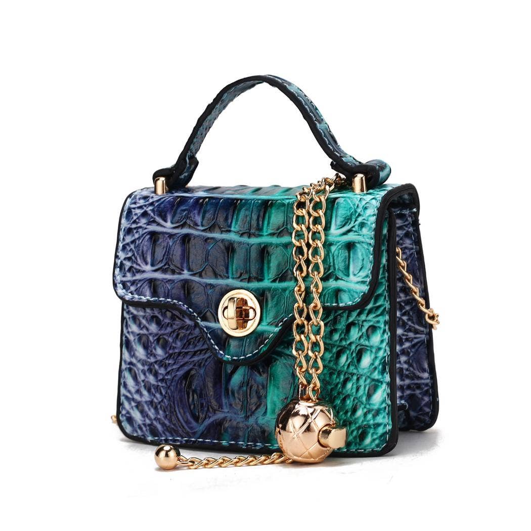 MKF Collection - River Gradient Rainbow Faux Crocodile Embossed Crossbody Bag