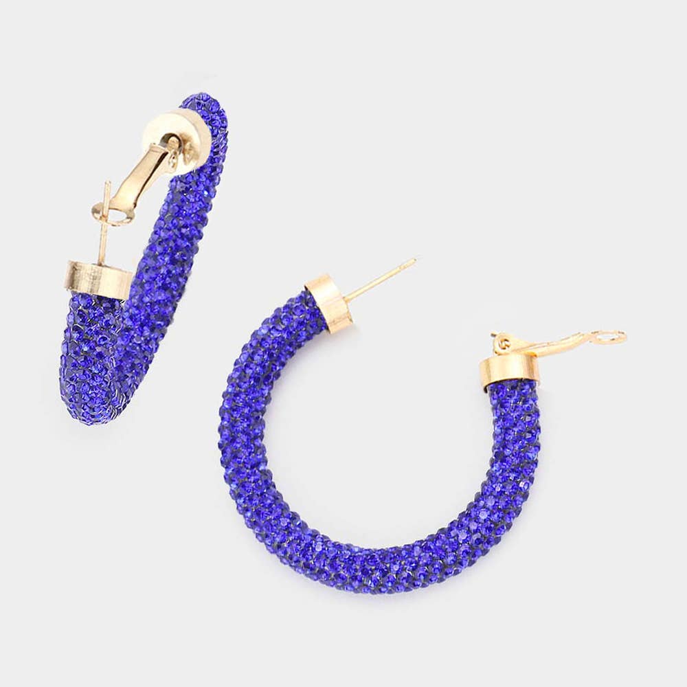 Wona Trading, Inc. - Rhinestone Pave Hoop Earrings