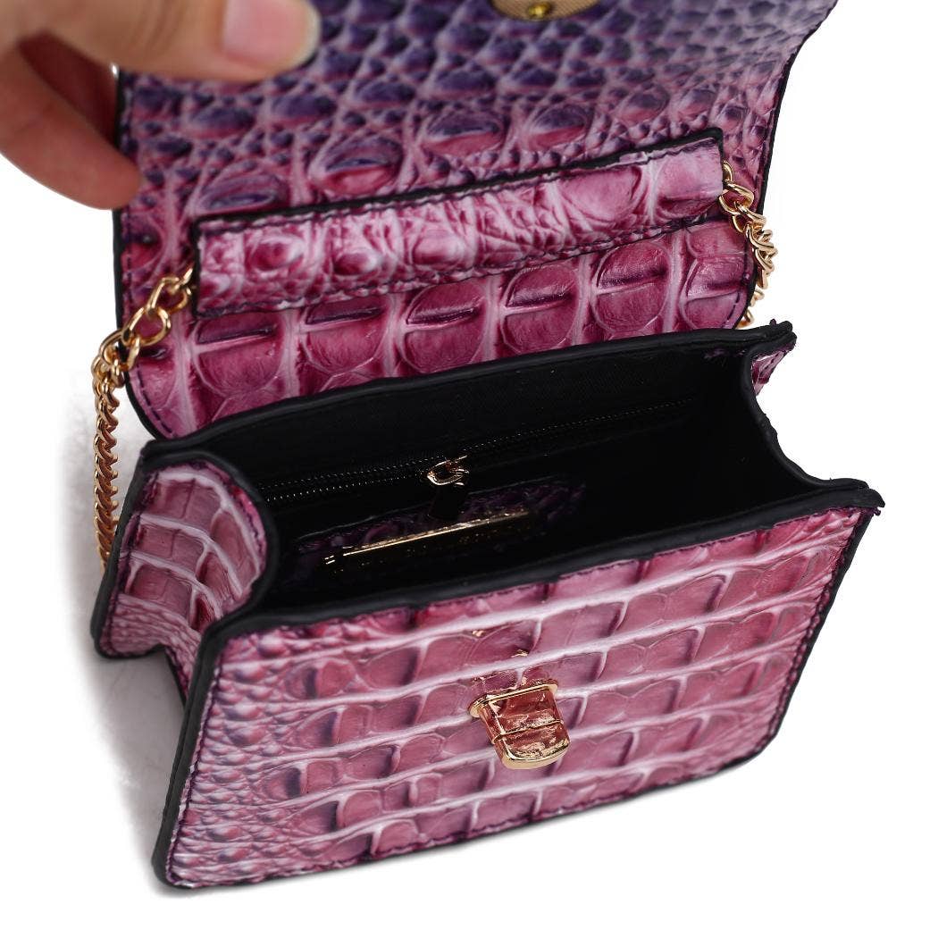MKF Collection - River Gradient Rainbow Faux Crocodile Embossed Crossbody Bag