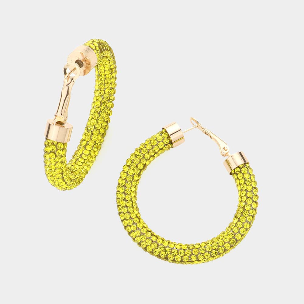 Wona Trading, Inc. - Rhinestone Pave Hoop Earrings