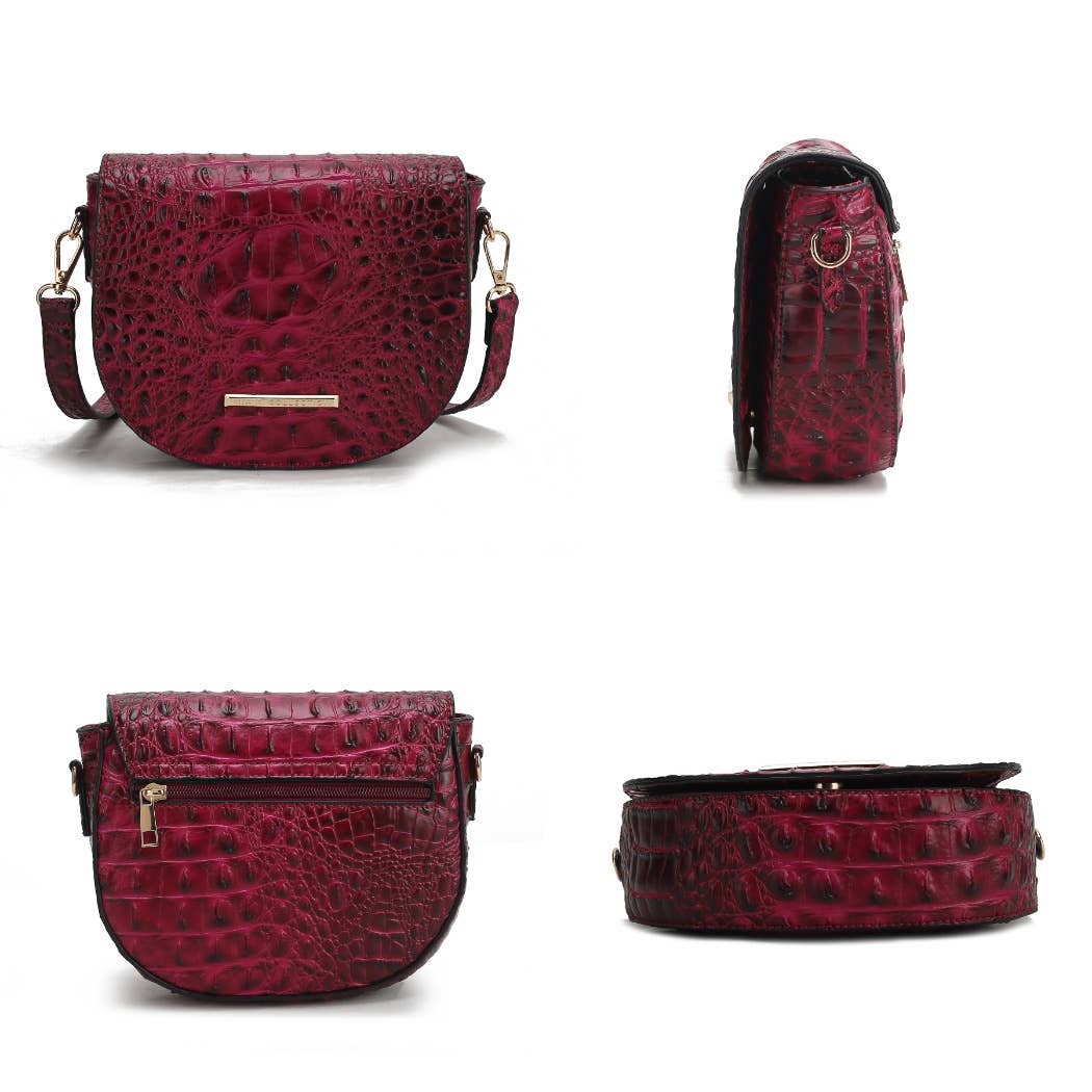 MKF Collection - MKF Amalia Croc-Embossed Crossbody Fashion Chic Handbag