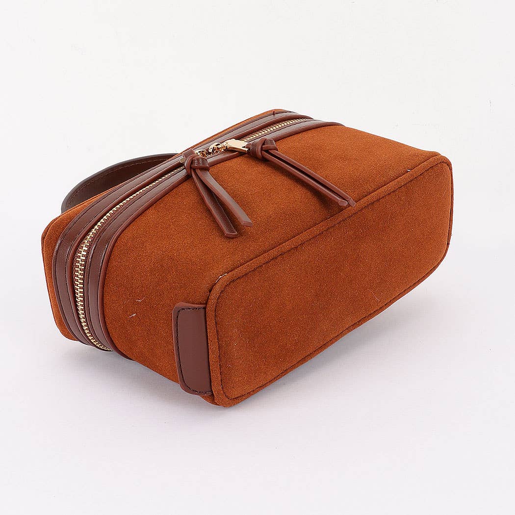 3AM BY H&D ACCESSORIES - Faux Suede Leather Cosmetic Bag