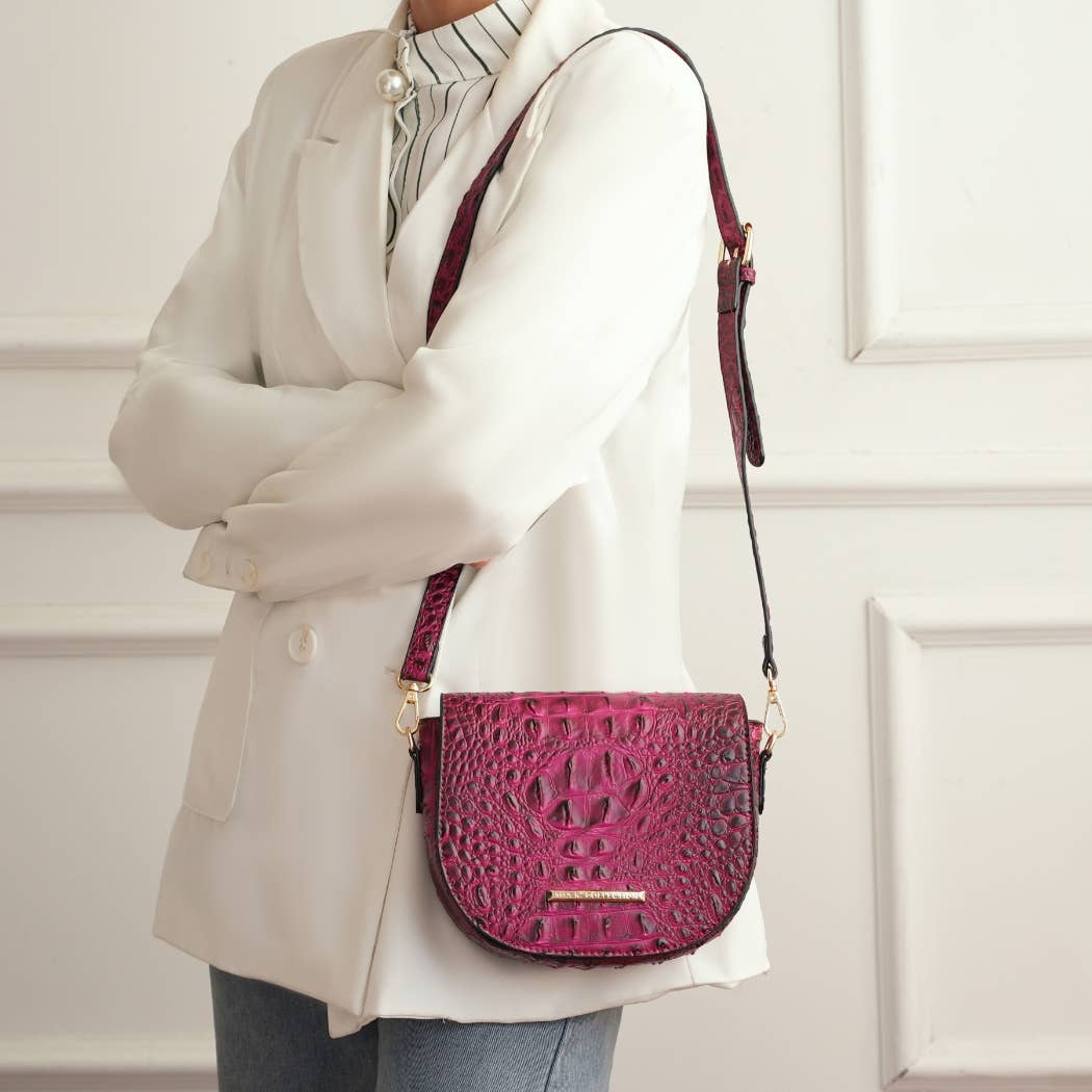 MKF Collection - MKF Amalia Croc-Embossed Crossbody Fashion Chic Handbag