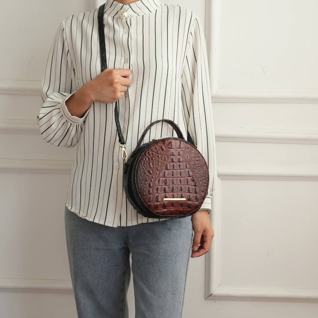 MKF Collection - MKF Ynnari Women's Crossbody Chic Round Croc-Embossed