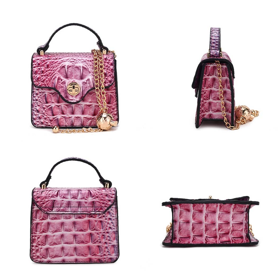 MKF Collection - River Gradient Rainbow Faux Crocodile Embossed Crossbody Bag