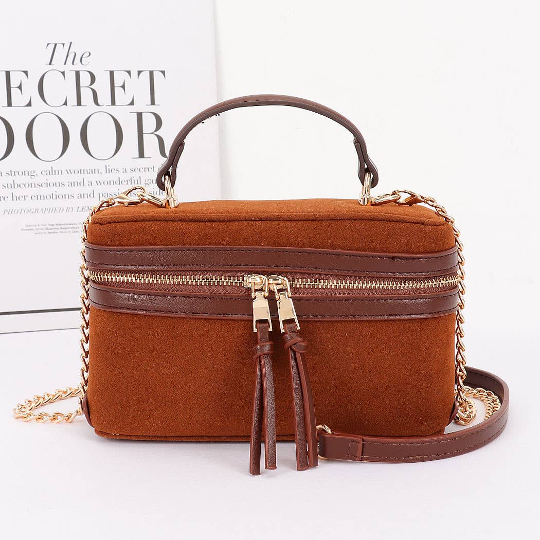 3AM BY H&D ACCESSORIES - Faux Suede Leather Cosmetic Bag