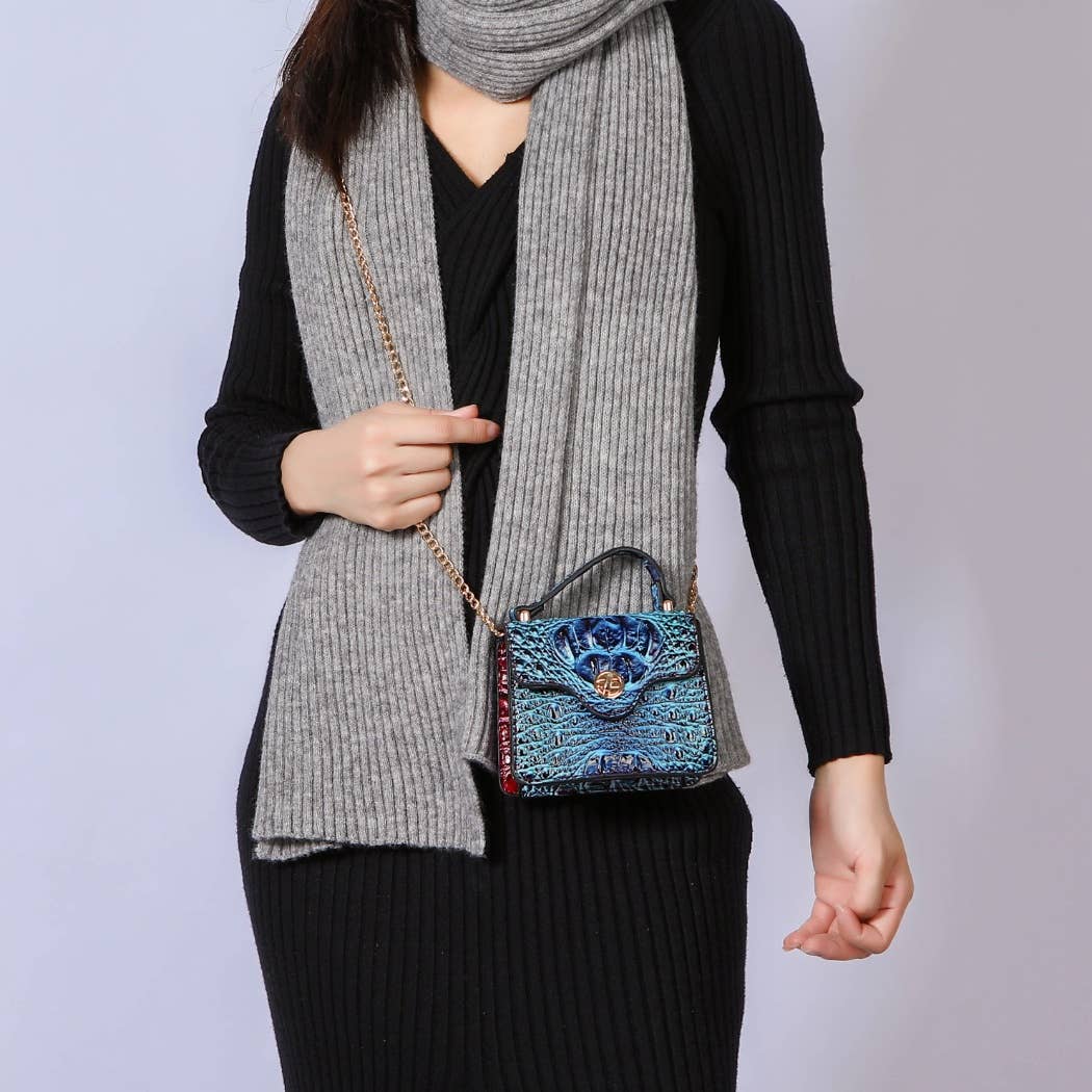 MKF Collection - River Gradient Rainbow Faux Crocodile Embossed Crossbody Bag