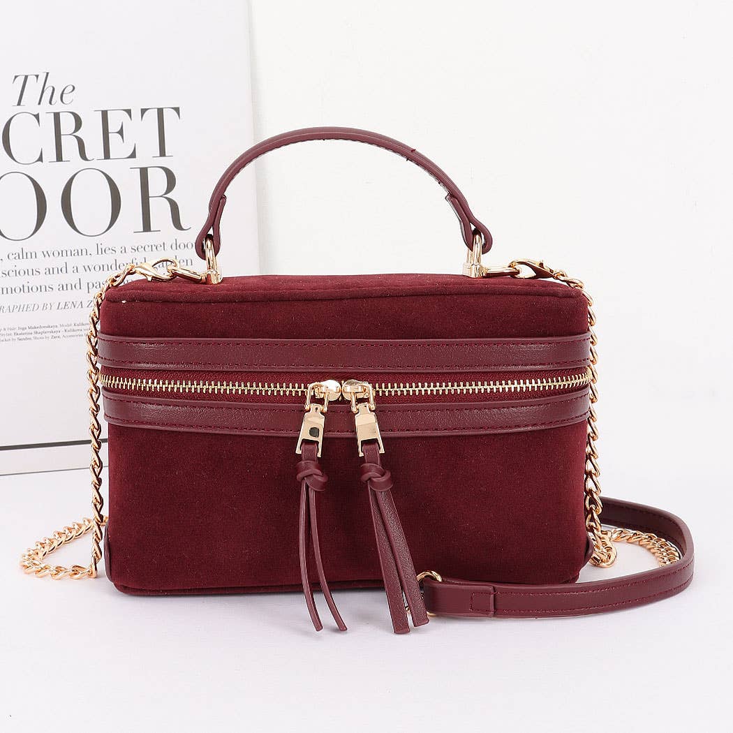 3AM BY H&D ACCESSORIES - Faux Suede Leather Cosmetic Bag