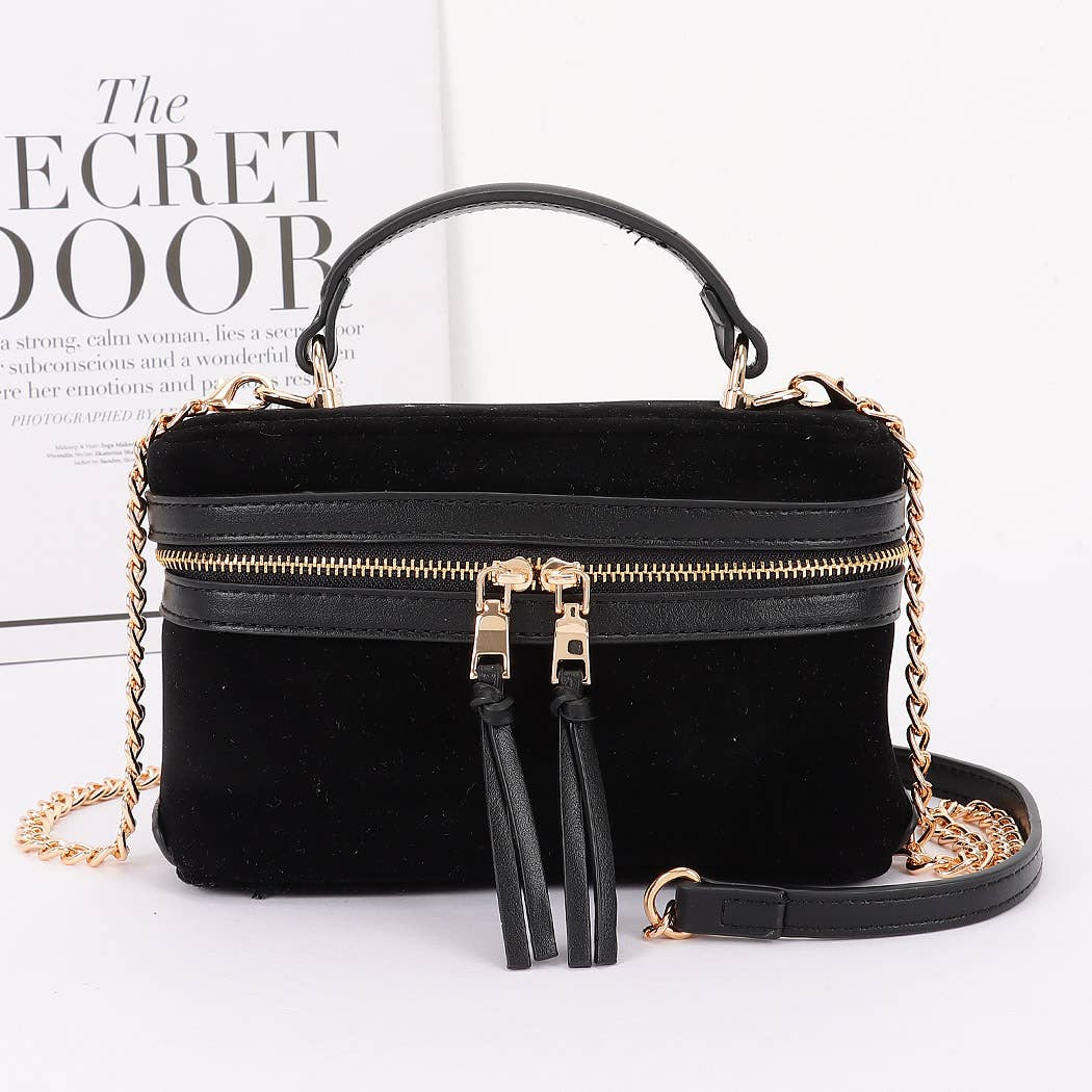 3AM BY H&D ACCESSORIES - Faux Suede Leather Cosmetic Bag