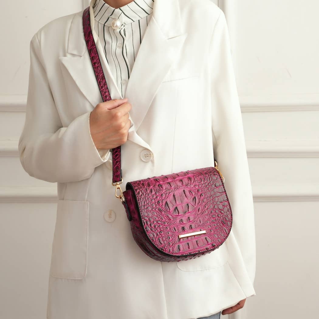 MKF Collection - MKF Amalia Croc-Embossed Crossbody Fashion Chic Handbag
