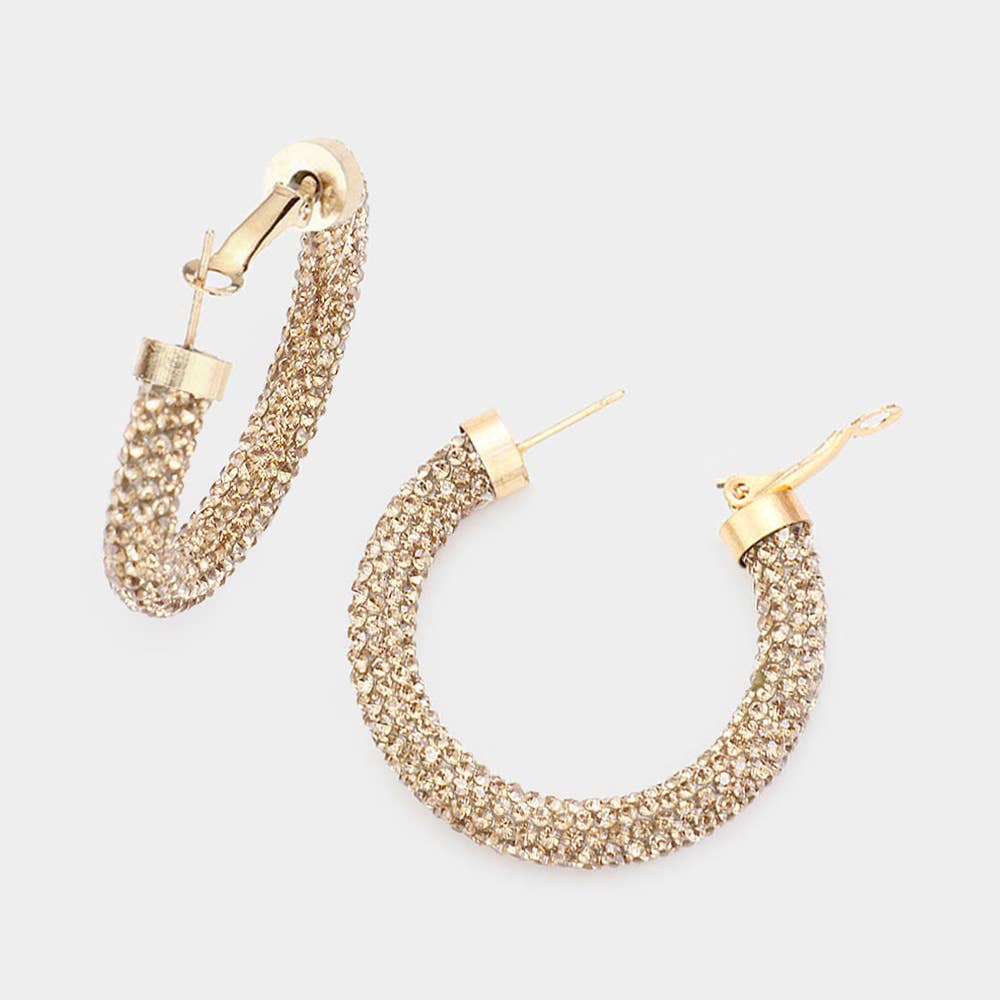 Wona Trading, Inc. - Rhinestone Pave Hoop Earrings