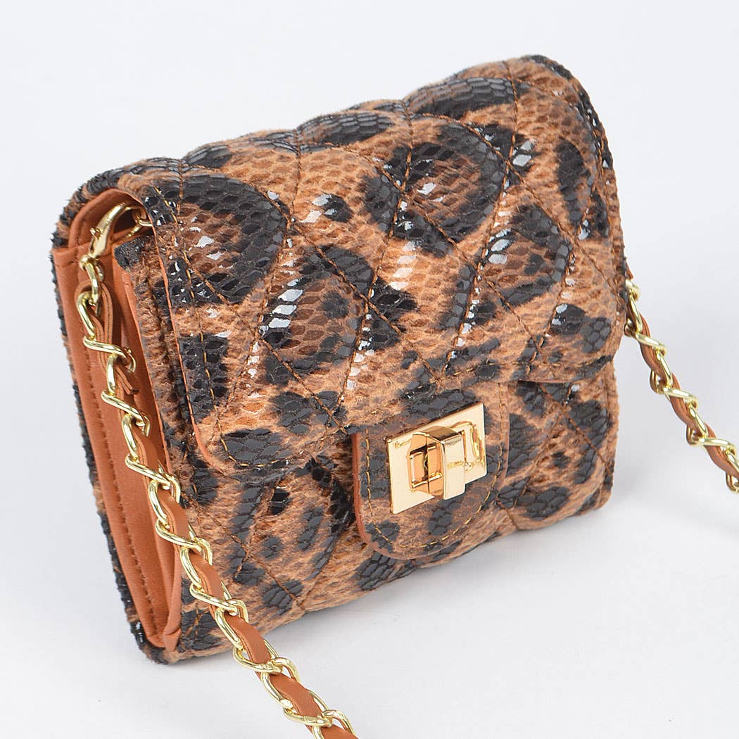 3AM BY H&D ACCESSORIES - Quilted Leo Cross Body Small Wallet