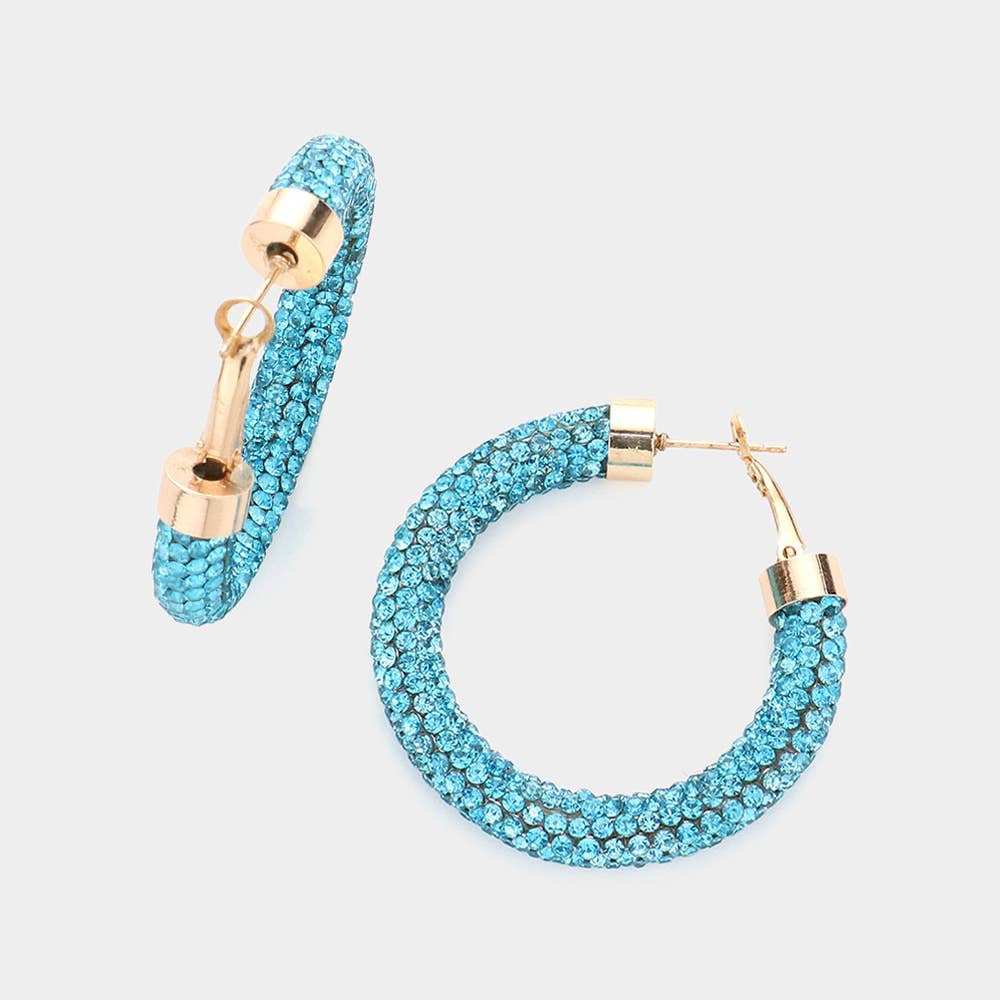 Wona Trading, Inc. - Rhinestone Pave Hoop Earrings