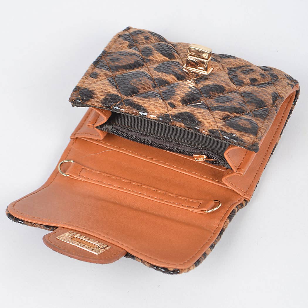 3AM BY H&D ACCESSORIES - Quilted Leo Cross Body Small Wallet