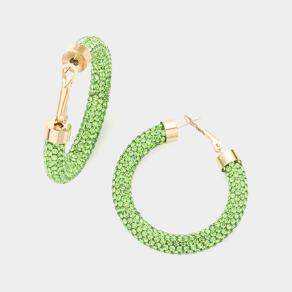 Wona Trading, Inc. - Rhinestone Pave Hoop Earrings